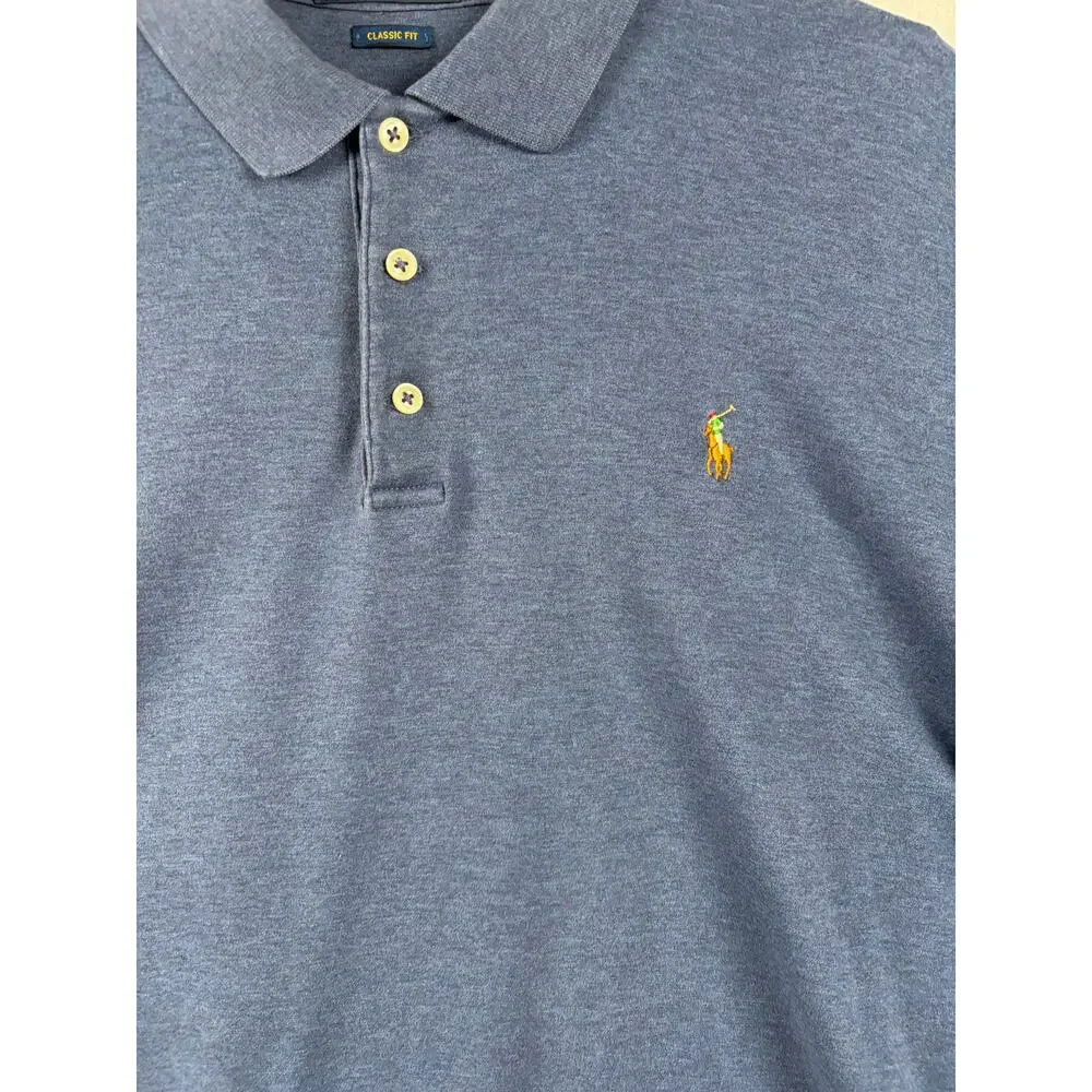Polo Ralph Lauren Men's Classic Fit Soft Touch Navy Heather Polo - Size XL
